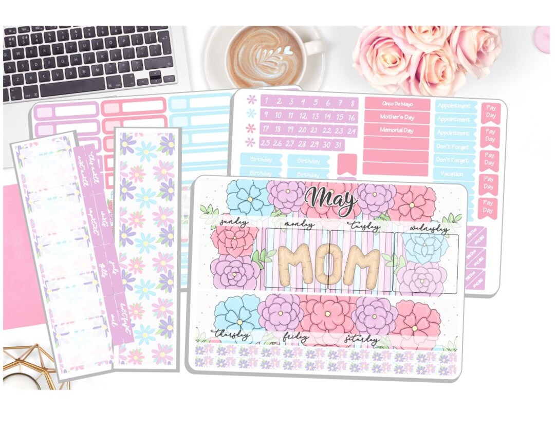 NEW! - Monthly May Sticker Kit - Mom - May Monthly Kit - Planner ...