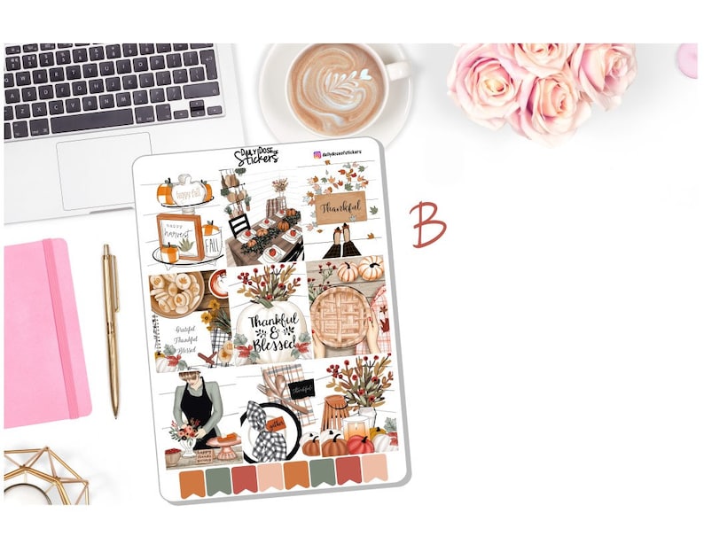 NEW! - Thankful & Blessed Weekly Sticker Kit - Thanksgiving Stickers ...