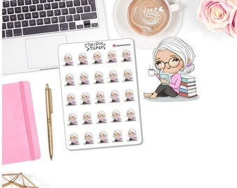 NEW! Reading Character Stickers - Books - Reading Books - Madison - Planner Girl Stickers - Planner Stickers DD-00238A