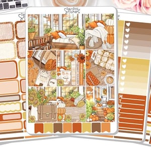 Kit d'autocollants hebdomadaires d'automne - Rêve ambré - Stickers automne - Kit d'autocollants - Stickers pour agenda DD-00705a-e