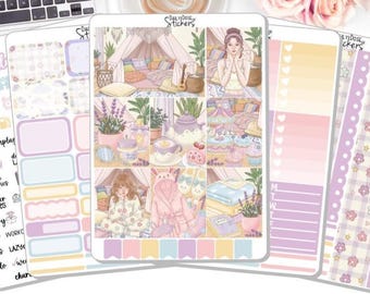 NEW! Planner Stickers - Cozy Slumber Party - Weekly Sticker Kit - Stickers - Sticker Kits - Stickers DD-01075