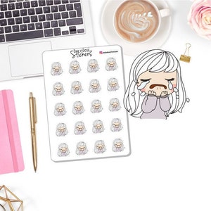 NEW! Character Stickers - Emotion Girl Willow - Crying, Sad, Upset Stickers - Planner Girl Stickers - Planner Stickers (DD-00427)