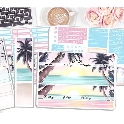 July Monthly Kit Planner Stickers Printable HAPPY PLANNER - Etsy