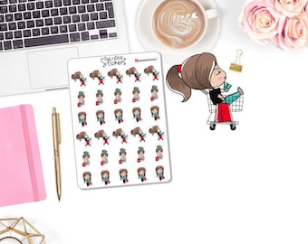 NEW! - Shopping Character - Shopping Stickers - Shop Stickers - Character Stickers - Planner Stickers DD-00330A-C