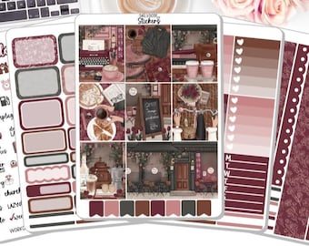NEW! Planner Stickers - Book Cafe - Fall - Autumn - Weekly Sticker Kit - Sticker Kit - DD-00928