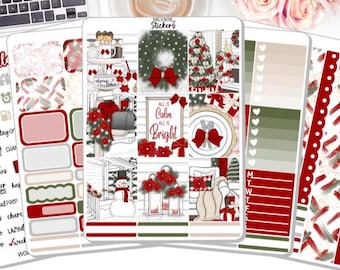 NEW! Planner Stickers - Christmas Sticker Kit - All is Calm All is Bright - Weekly Sticker Kit - Sticker Kit - DD-00558