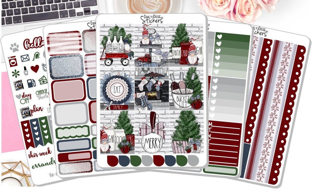 NEW Farmhouse Christmas Weekly Sticker Kit Christmas Stickers Farmhouse ...