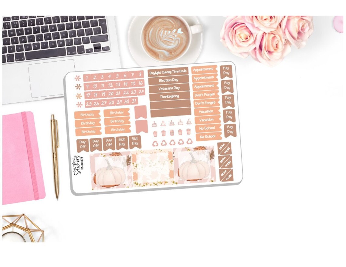 Monthly November Sticker Kit - Pumpkin - November Monthly Kit - Planner ...