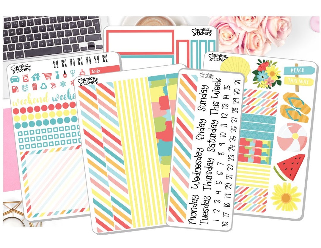 NEW 7x9 2021-2022 Daily Duo Weekly Kit Summer Time Planner Stickers EC ...