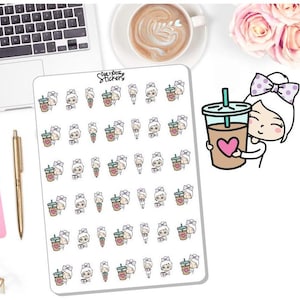 NEW! Coffee Character Stickers - Character Stickers - Coffee - Iced Coffee - Planner Stickers - Stickers DD-00107B