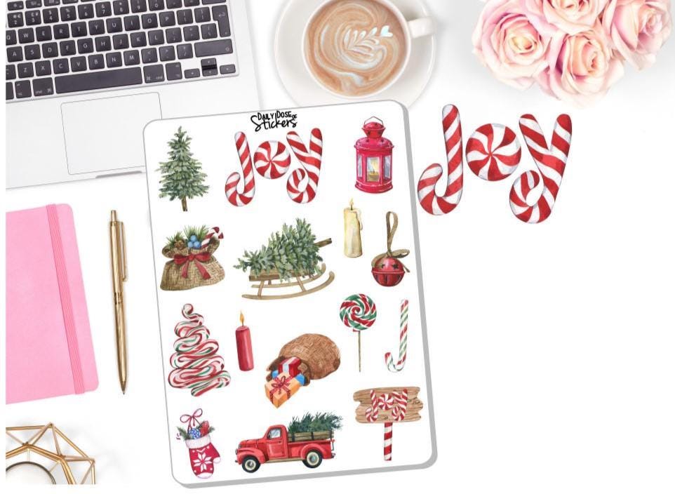 NEW! Planner Stickers - Rustic Christmas Stickers - Farmhouse - Holiday ...