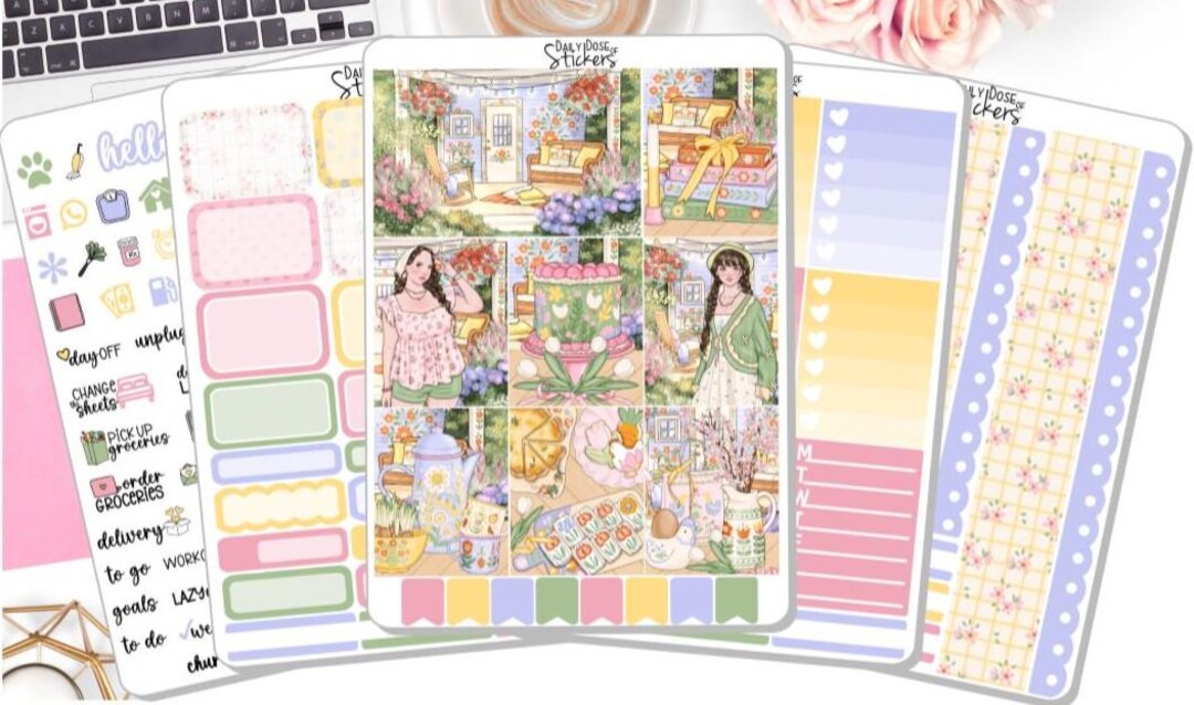 NEW! Planner Stickers - Spring Folk - Spring Summer - Weekly Sticker ...