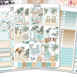 NEW! - Weekly Sticker Kit - Coastal - Summer Stickers - Beach Stickers - Planner Stickers - Stickers DD-00595a-e