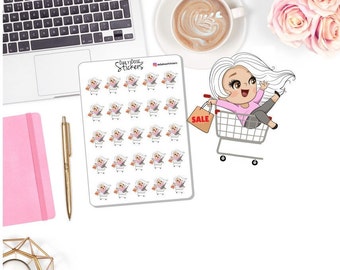 NEW! Shopping Character Stickers - In Shopping Cart - Madison - Planner Girl Stickers - Planner Stickers DD-00506A