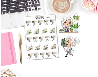 NEW! Plant Lover Character Stickers - Plants - Planting - Madison - Planner Girl Stickers - Planner Stickers DD-00877E