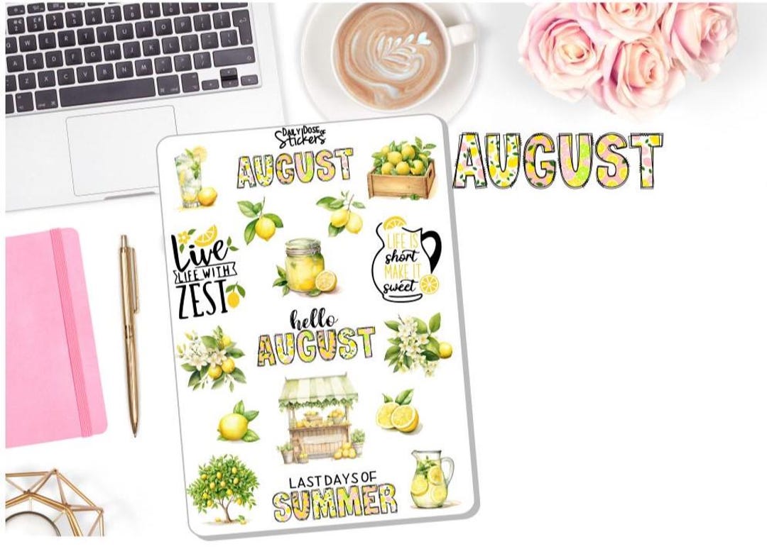 August Lettering Sticker NEW! August Stickers - Journal Stickers - Journaling - Summer - Planner ...
