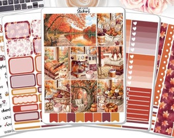 NEW! - Planner Sticker Kit - Autumn Brew - Fall - Watercolors - Planner Stickers - Stickers DD-00208a-e