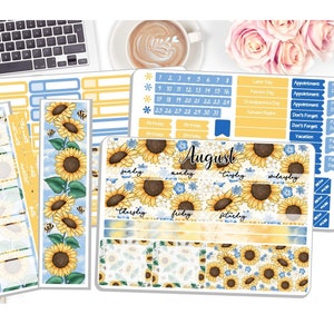 NEW! - Monthly August Sticker Kit - August Monthly Kit  - Planner Stickers - 3 Pg Kit & 1 Sidebar Notes Kit Dashboard  DD-00916