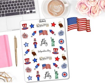 NEW! July 4th Sticker Set - Independence Day - Decor Stickers - Summer - 4th of July - Planner Stickers DD-00435B