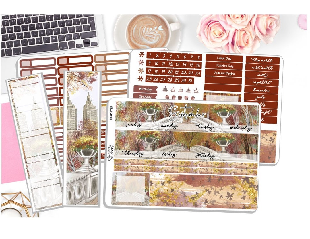September Fall Sticker NEW! - 7x9 Monthly September Sticker Kit - Fall in New York - September ...