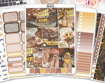 NEW! Planner Stickers - Rainy Autumn - Fall - Autumn - Weekly Sticker Kit - Sticker Kit - Stickers - DD-00889a-e