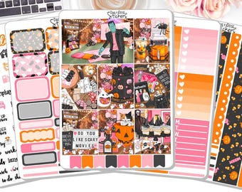 NEW! Halloween Weekly Sticker Kit - Wicked Cute - Halloween Stickers - Sticker Kit - Planner Stickers DD-01051a-e