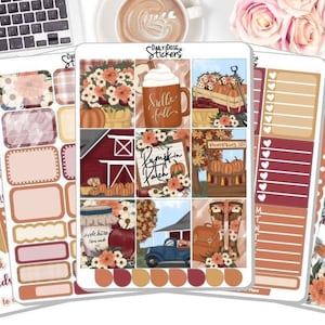 NEW! - Fall Weekly Sticker Kit - Pumpkin Patch - Fall Stickers - Planner Stickers (DD-00468a-e)