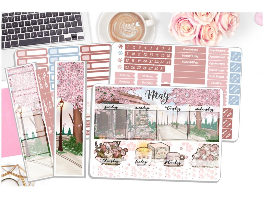 NEW! Monthly May Sticker Kit - Cherry Blossom - May Monthly Kit ...