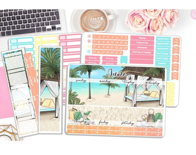 Happy Planner June Monthly Kit, June Happy Planner Printable Stickers ...