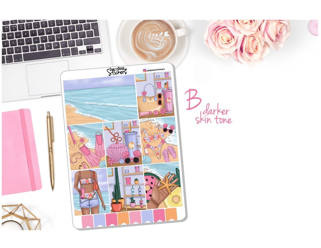 NEW! - Weekly Sticker Kit - Seaside - Summer Sticker Kit - Beach ...