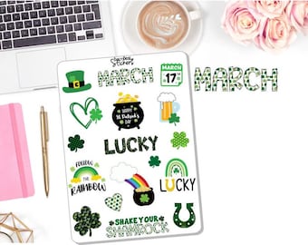 NEW! March Stickers - Journal Stickers - Journaling - St Patrick's Day - Planner Stickers DD-00433March
