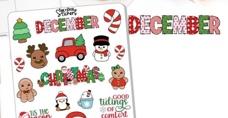 18 Dec Sticker NEW! December Stickers - Journal Stickers - Journaling - Christmas ...