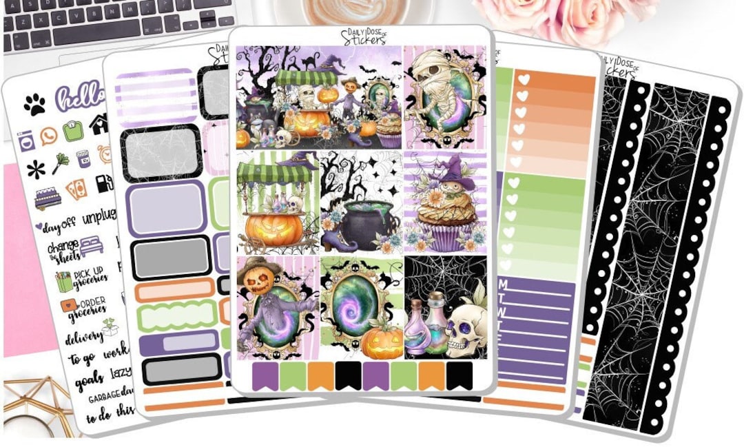 Halloween Weekly Sticker Kit - Scary Halloween - Halloween Stickers ...