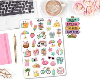 NEW! Summer Stickers - Summer Icon Clipart Stickers - Summer - Planner Stickers DD-00019F