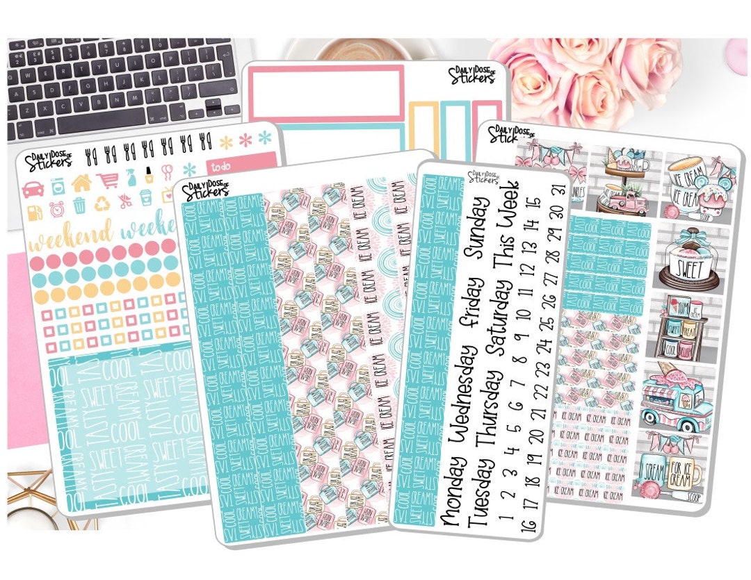 NEW 7x9 Daily Duo Weekly Kit Ice Cream Sundae Best Summer Planner ...