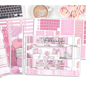 NOUVEAU ! - Kit d'autocollants mensuels de février - XOXO - Kit mensuel de février - Stickers pour agenda - Kit de 3 pages et 1 kit de notes pour tableau de bord DD-00181
