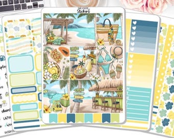 NEW! Planner Stickers - Island Breeze - Summer - Tropical - Weekly Sticker Kit - Sticker Kit - DD-00400