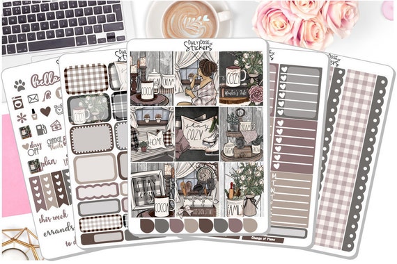 cozy fall farmhouse 2 inch circle stickers SET OF 20