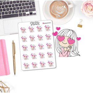 NEW! Character Stickers - Emotion Girl Willow - Heart Eyes, Love, Like Stickers - Planner Girl Stickers - Planner Stickers (DD-00424)