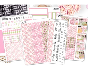 New! - 7x9 Daily Duo Weekly Kit - Cherry Blossom - Spring Summer Stickers Sticker Kit Planner Stickers EC DD Planner DD-00083