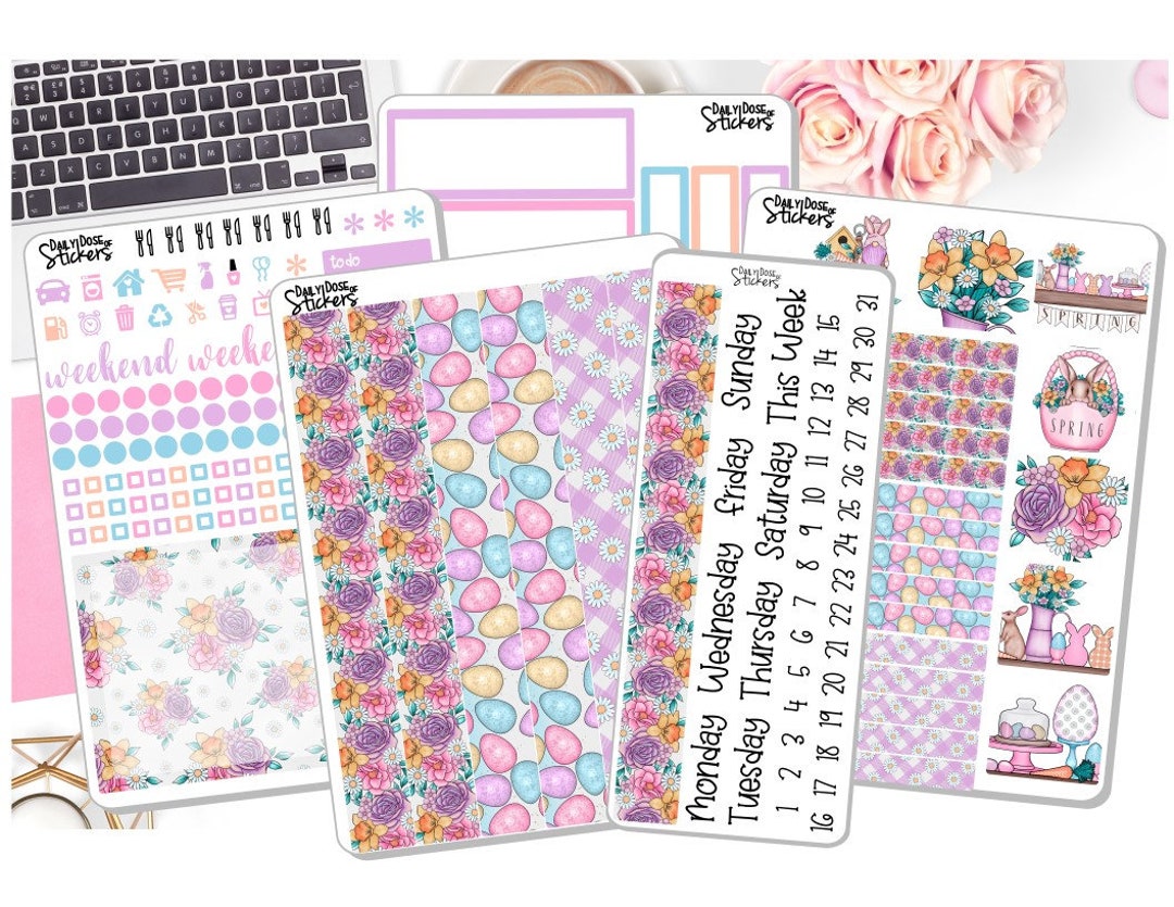 NEW 7x9 2021-2022 Daily Duo Weekly Kit Rustic Easter Planner Stickers ...
