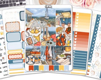 NEW! Planner Stickers - Coastal Summer - Summer - Nautical - Weekly Sticker Kit - Sticker Kit - DD-00418