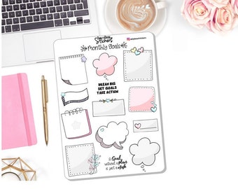 NEW! Monthly Goal Sticker Sheet - Monthly Plans - Goal Setting Stickers - Planner Stickers DD-00310B