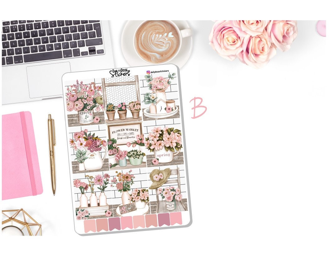 NEW! - Floral Weekly Sticker Kit - Flower Market - Spring Stickers ...