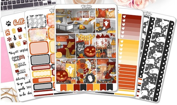 Halloween Weekly Sticker Kit - Scary Party - Halloween Stickers - Planner Stickers - Stickers DD-00363a-e