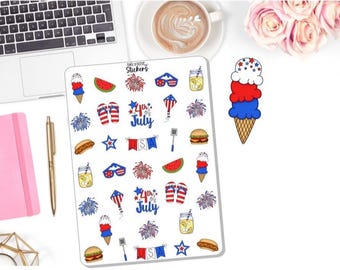 NEW! 4th of July Sticker Set - Independence Day  Decor Stickers - Summer - July 4th - Planner Stickers DD-00435