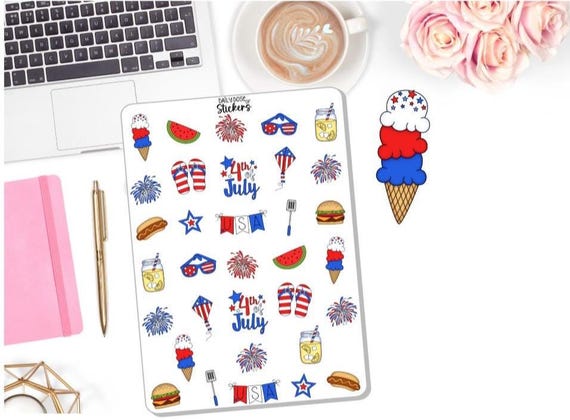 NEW! 4th of July Sticker Set - Independence Day  Decor Stickers - Summer - July 4th - Planner Stickers DD-00435