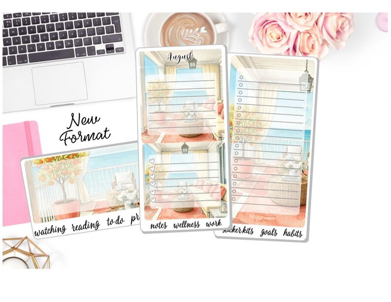 NEW! Monthly August Sticker Kit - Tropical - Monthly Kit Planner ...