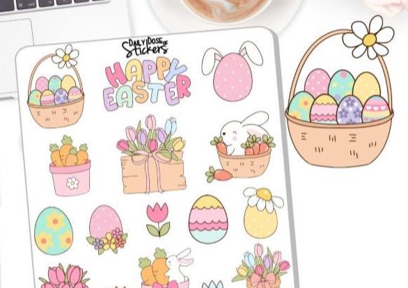 NEW! Easter Sticker Set - Easter Decor Stickers - Spring - Easter ...