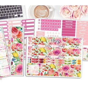 NEW! - Monthly May Sticker Kit - Spring Floral - May - Watercolor - Planner Stickers - 3 Pg Kit & 1 Sidebar Notes Kit Dashboard DD-00285